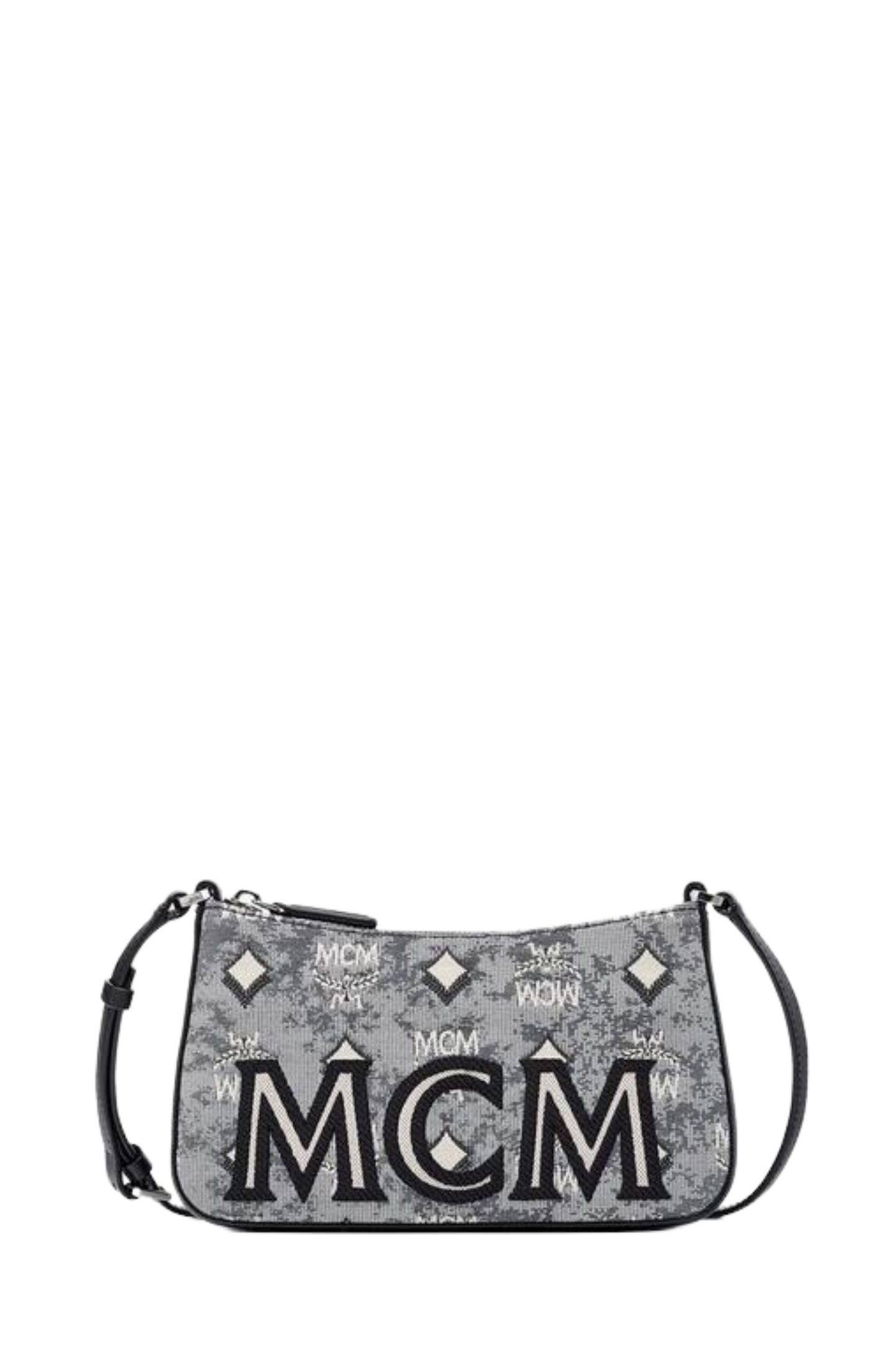 MCM Aren Shoulder Bag in Vintage Monogram Jacquard Grey