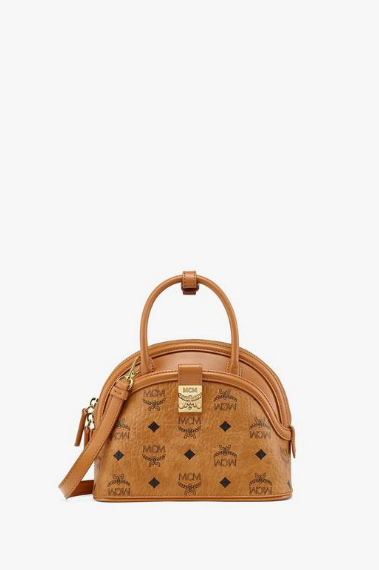 MCM Tracy Tote in Cognac Visetos Leather Mix Small