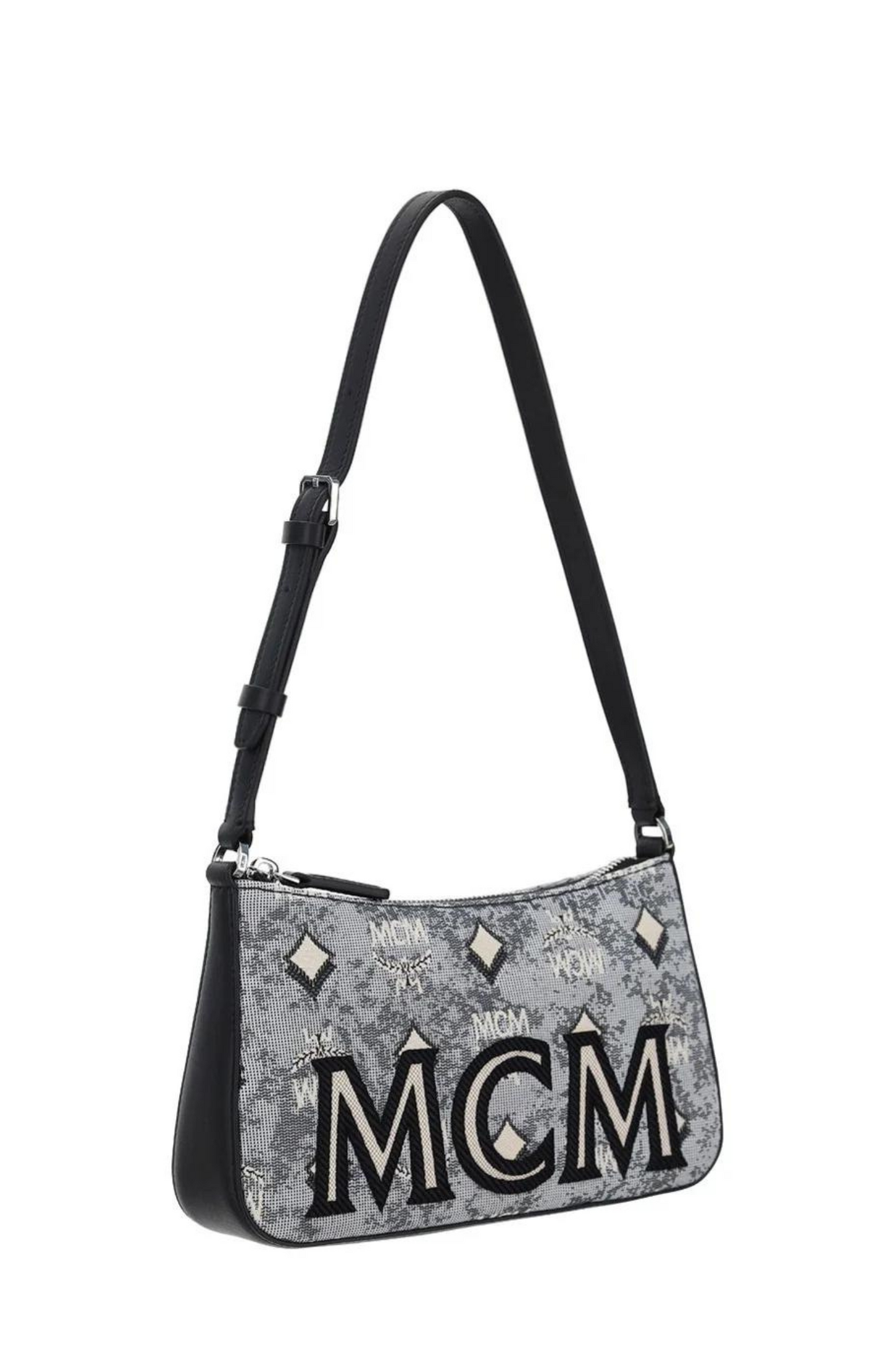 MCM Aren Shoulder Bag in Vintage Monogram Jacquard Grey